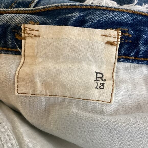 R13 Bowie Fringe Jasper Blue Jeans 100% Cotton Slim Straight 26 $495 - Picture 7 of 12